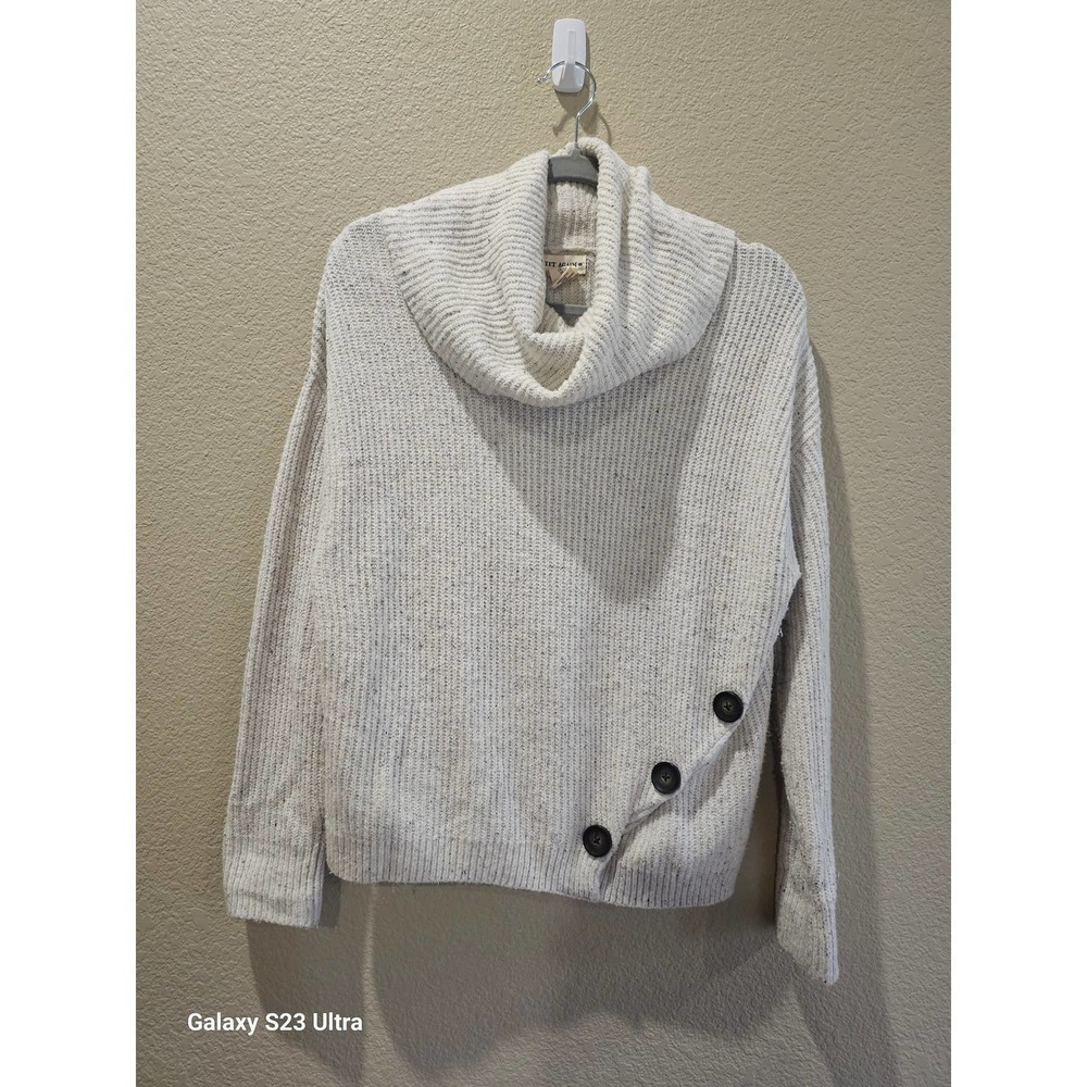 Sweater, cream color, Cowl Neck with buttons , sz S